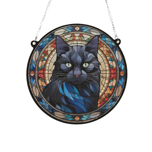 Cat Black Stained Glass Effect Suncatcher